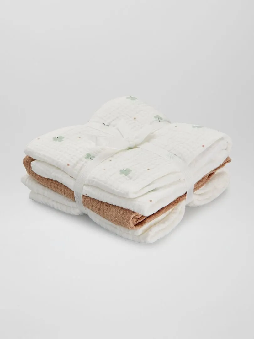 PACK DE 3 MUSELINAS DE GASA DE ALGODóN  BLANCO