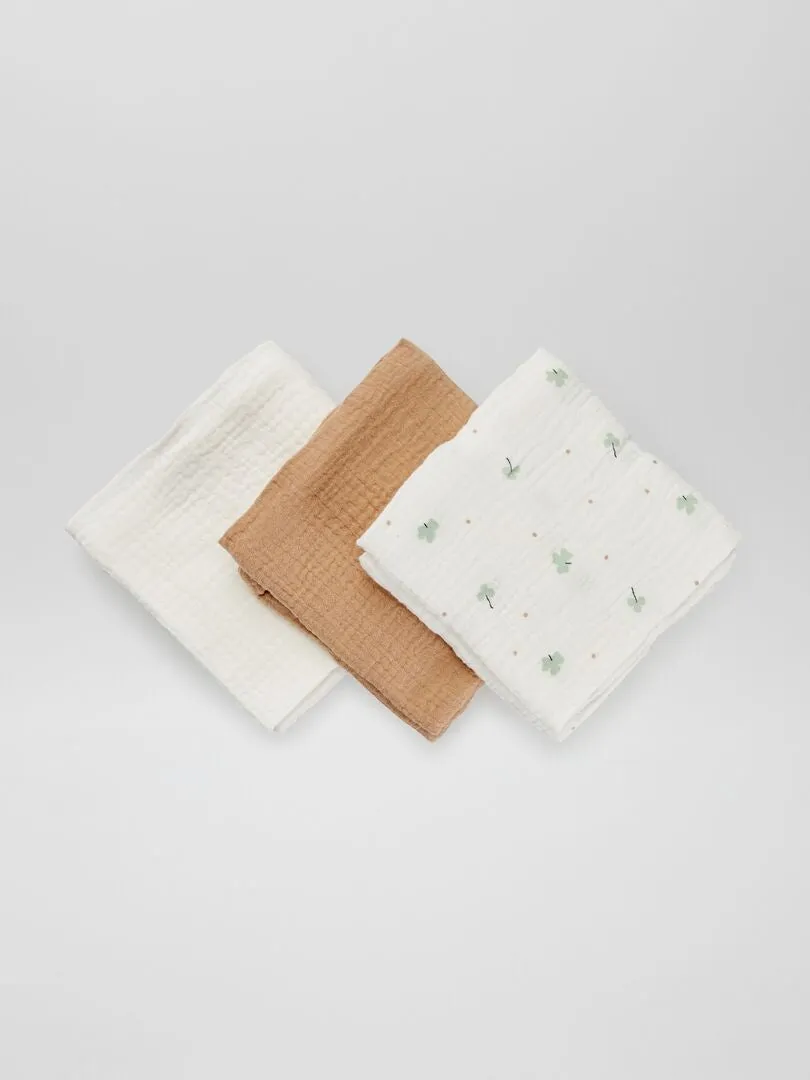 PACK DE 3 MUSELINAS DE GASA DE ALGODóN  BLANCO