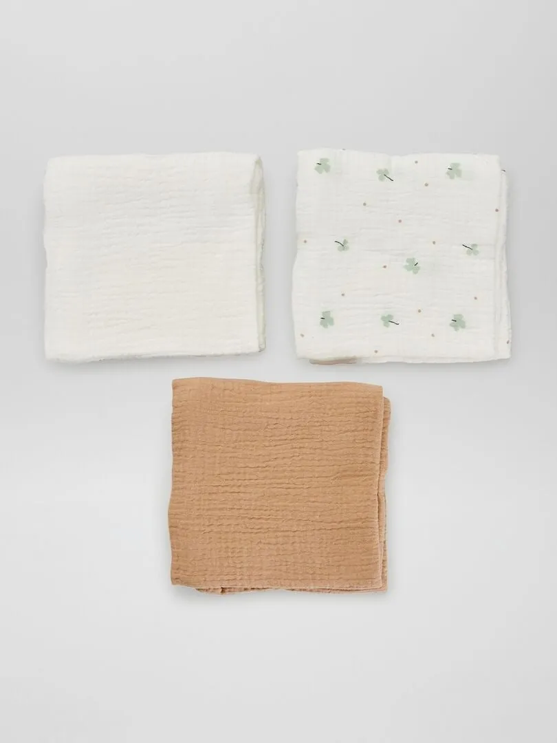 PACK DE 3 MUSELINAS DE GASA DE ALGODóN  BLANCO