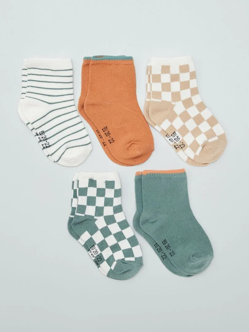 PACK DE 5 PARES DE CALCETINES DE PUNTO ELáSTICO  VERDE
