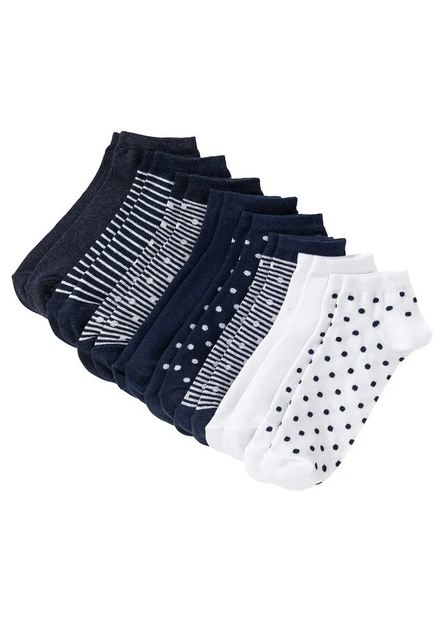 PACK DE 8 PARES DE CALCETINES DEPORTIVOS AZUL MARINO  AZUL  BLANCO MOTEADO