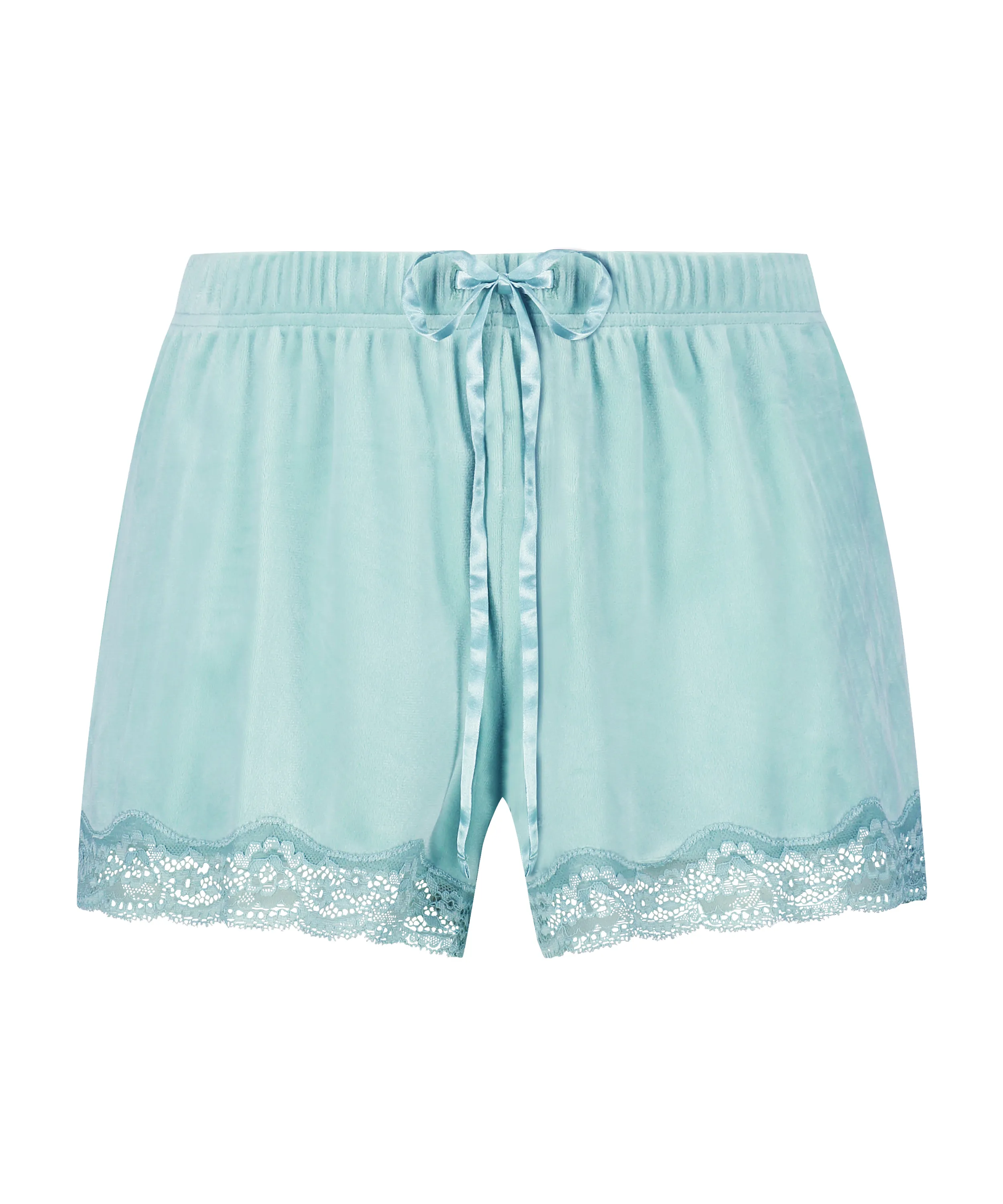 PANTAL&OACUTE;N CORTO DE TERCIOPELO Y ENCAJE  VERDE