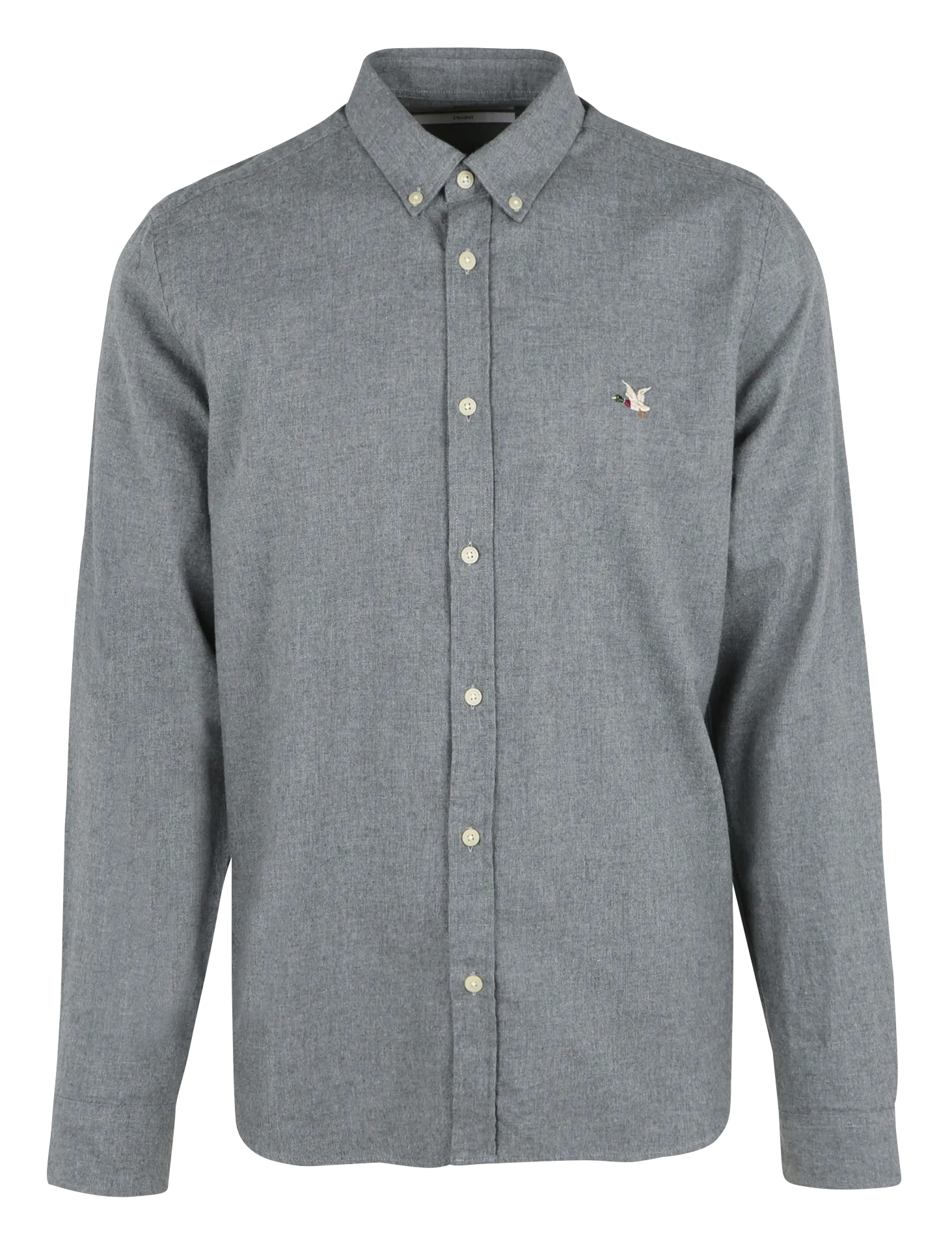 PARIS  CAMISA RECTA DE MEZCLA DE ALGODóN CON CUELLO CLáSICO EN GRIS