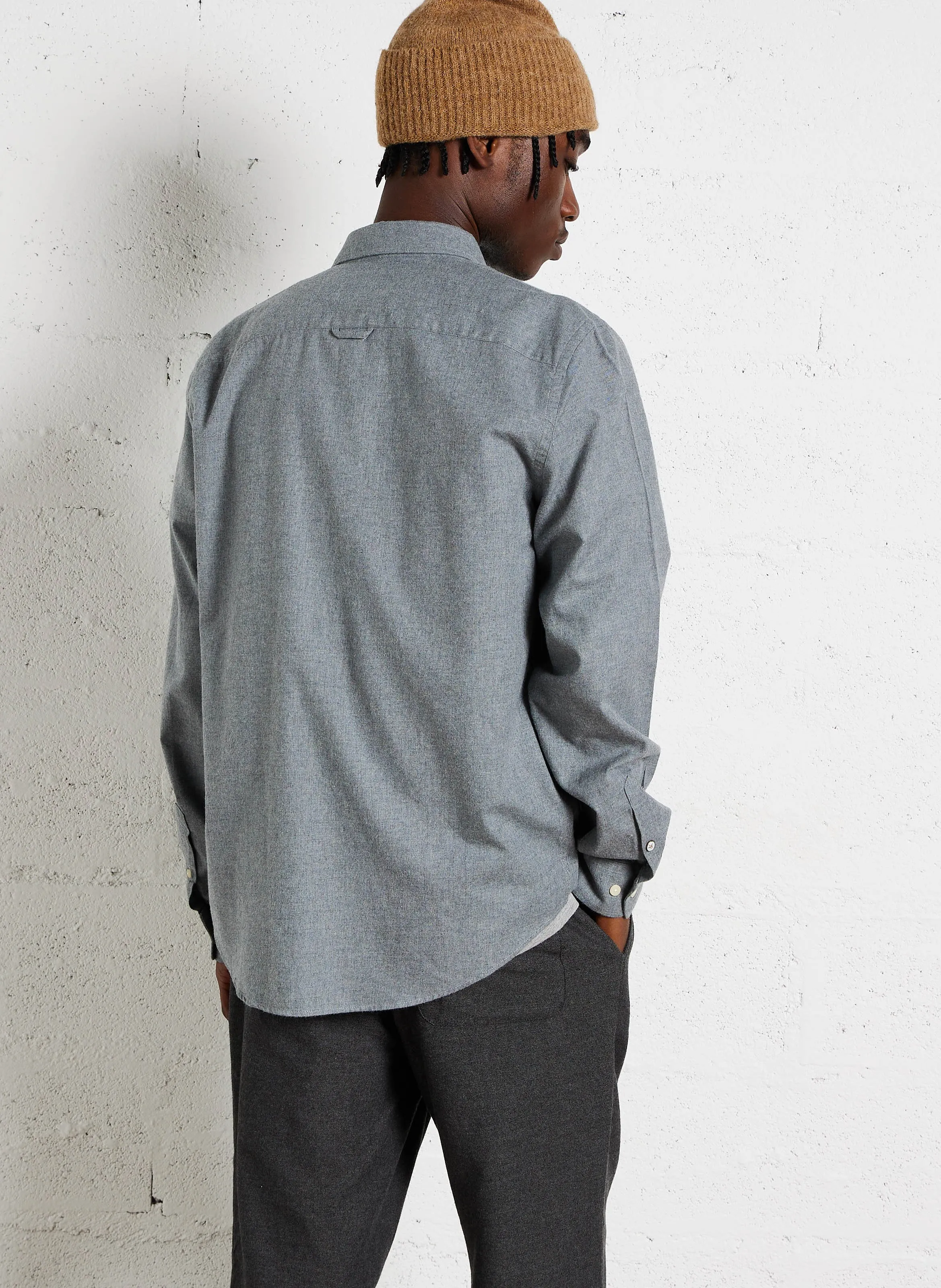 PARIS  CAMISA RECTA DE MEZCLA DE ALGODóN CON CUELLO CLáSICO EN GRIS