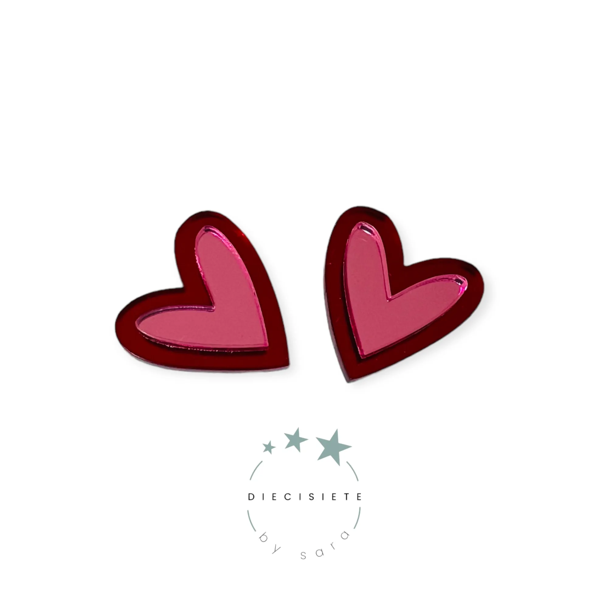 Pendientes Corazón Doble Mini Rojo