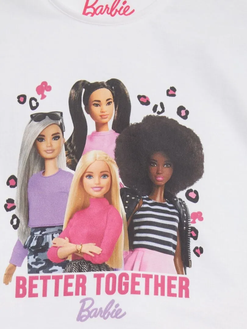 PIJAMA CORTO + CAMISETA 'BARBIE'  2 PIEZAS  BLANCO