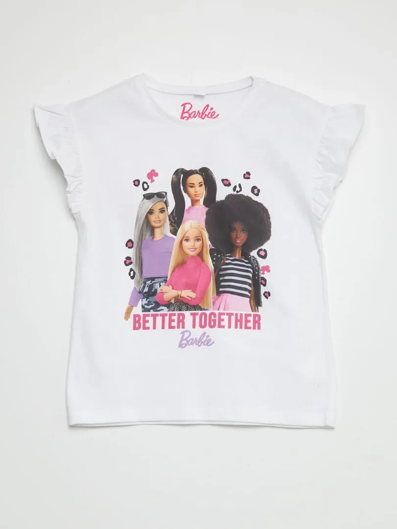 PIJAMA CORTO + CAMISETA 'BARBIE'  2 PIEZAS  BLANCO