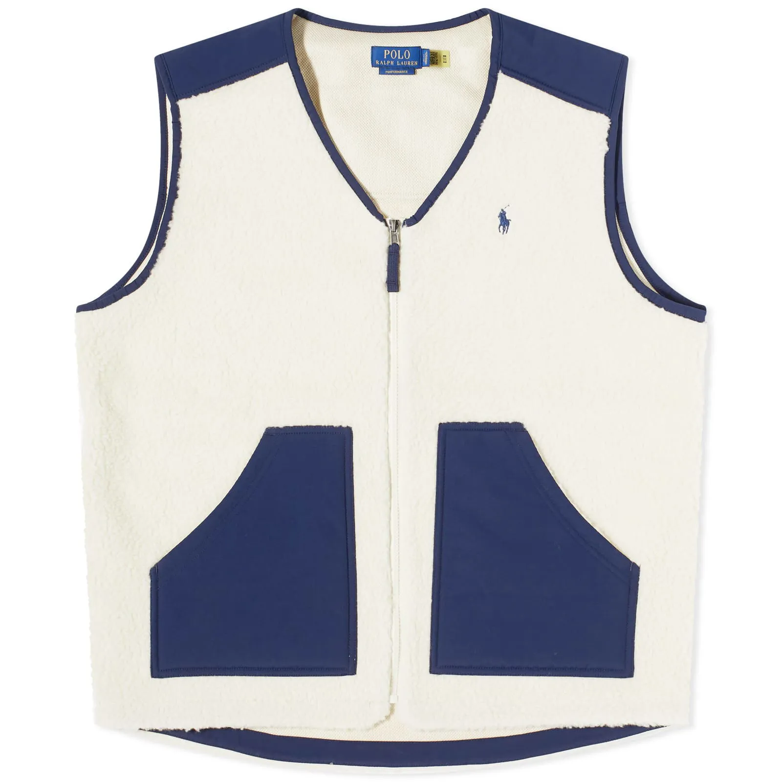 POLO BY RALPH LAUREN HIPILE FLEECE VEST "WINTERCREAM/NEWPORT NAVY"