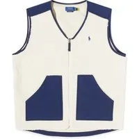 POLO BY RALPH LAUREN HIPILE FLEECE VEST "WINTERCREAM/NEWPORT NAVY"