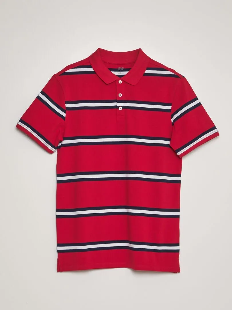 POLO DE RAYAS DE PIQUé DE ALGODóN  ROJO
