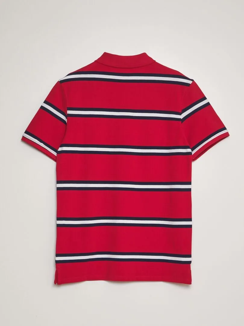 POLO DE RAYAS DE PIQUé DE ALGODóN  ROJO