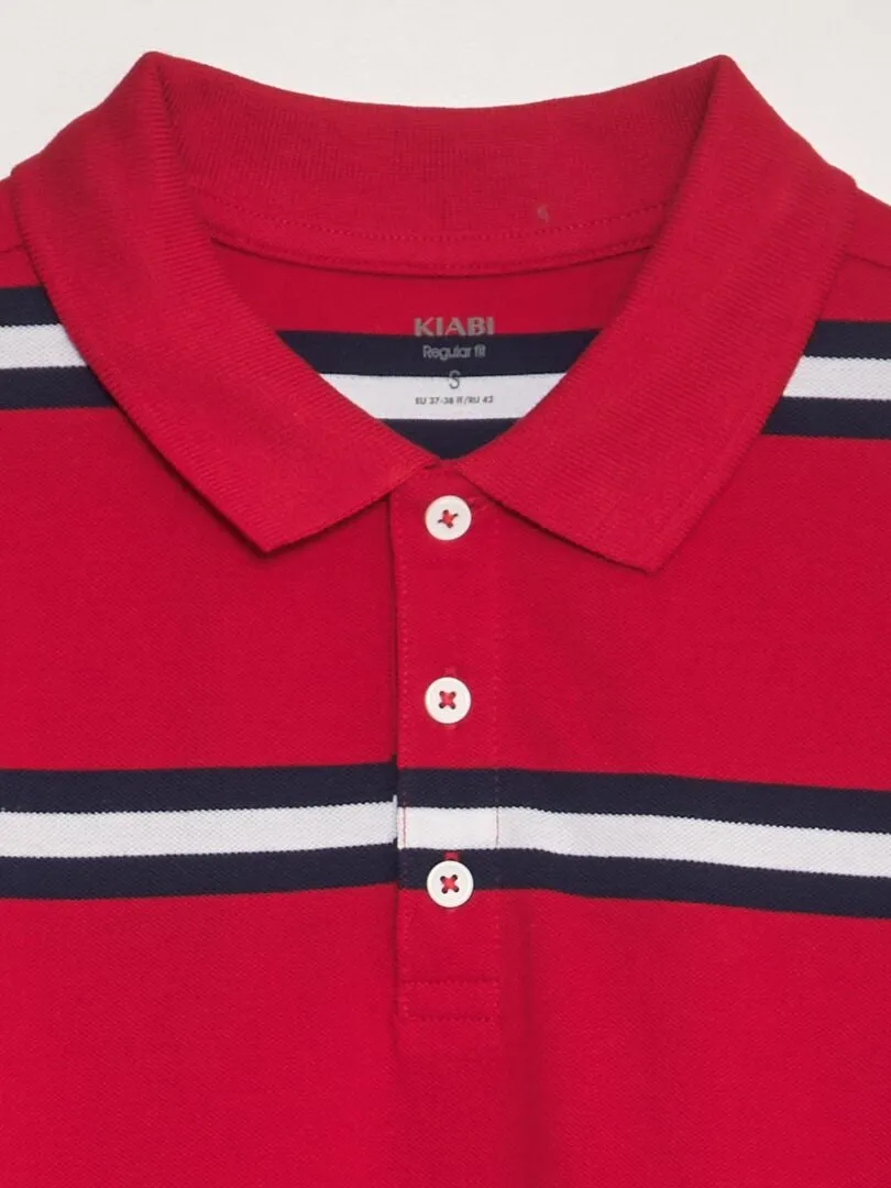 POLO DE RAYAS DE PIQUé DE ALGODóN  ROJO