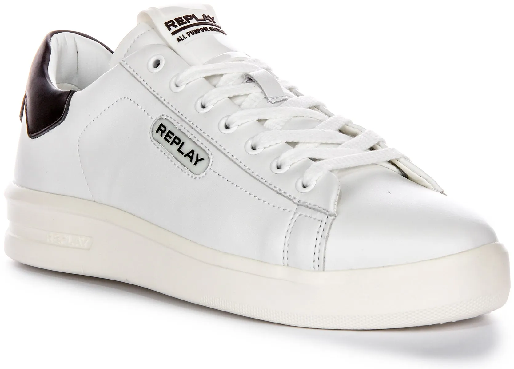 Replay University M PR Zapatos de Cuero para Hombre de Color Sólido en Blanco y Negro