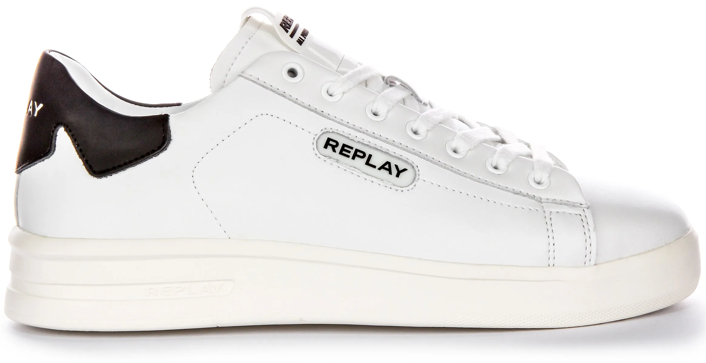 Replay University M PR Zapatos de Cuero para Hombre de Color Sólido en Blanco y Negro
