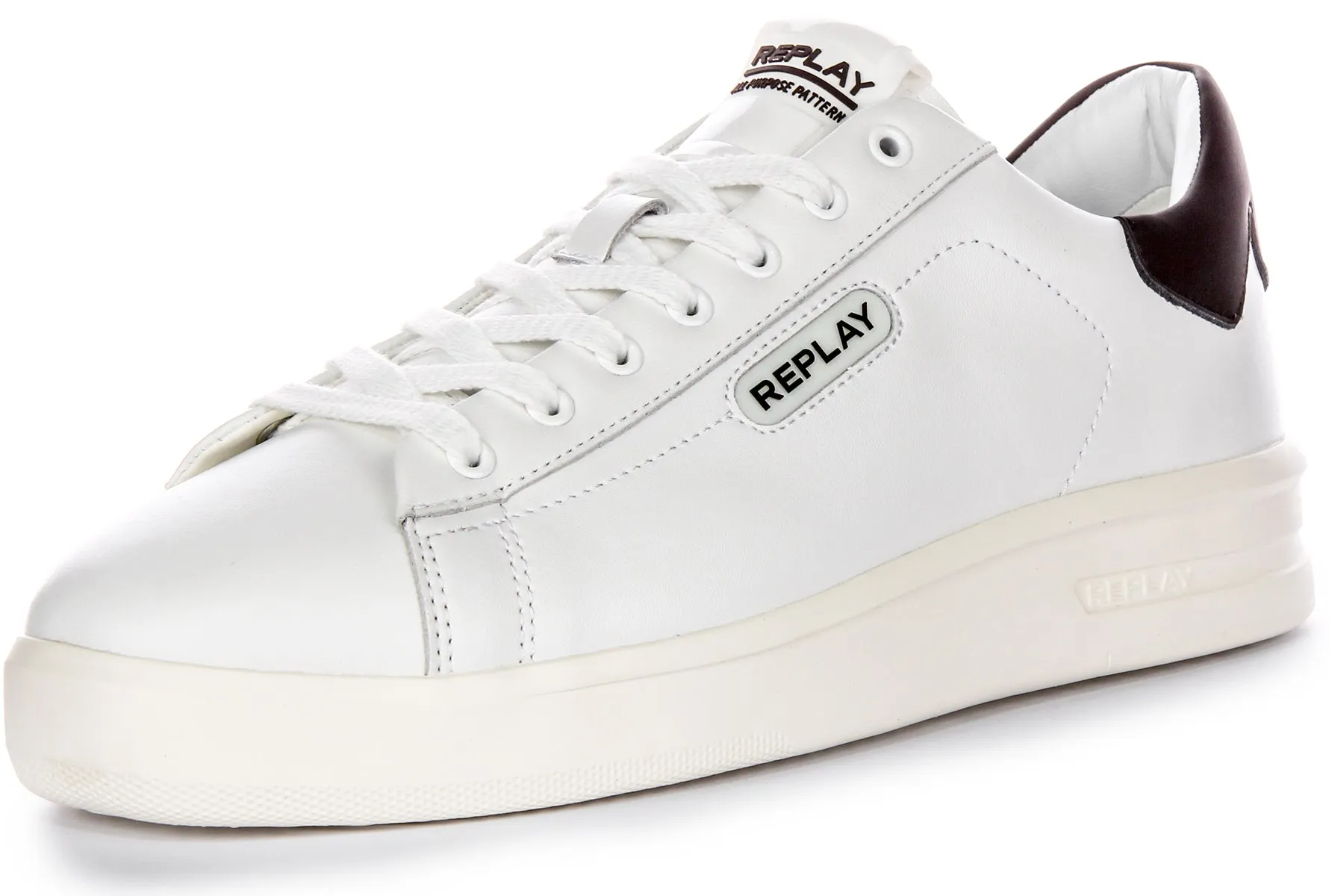 Replay University M PR Zapatos de Cuero para Hombre de Color Sólido en Blanco y Negro