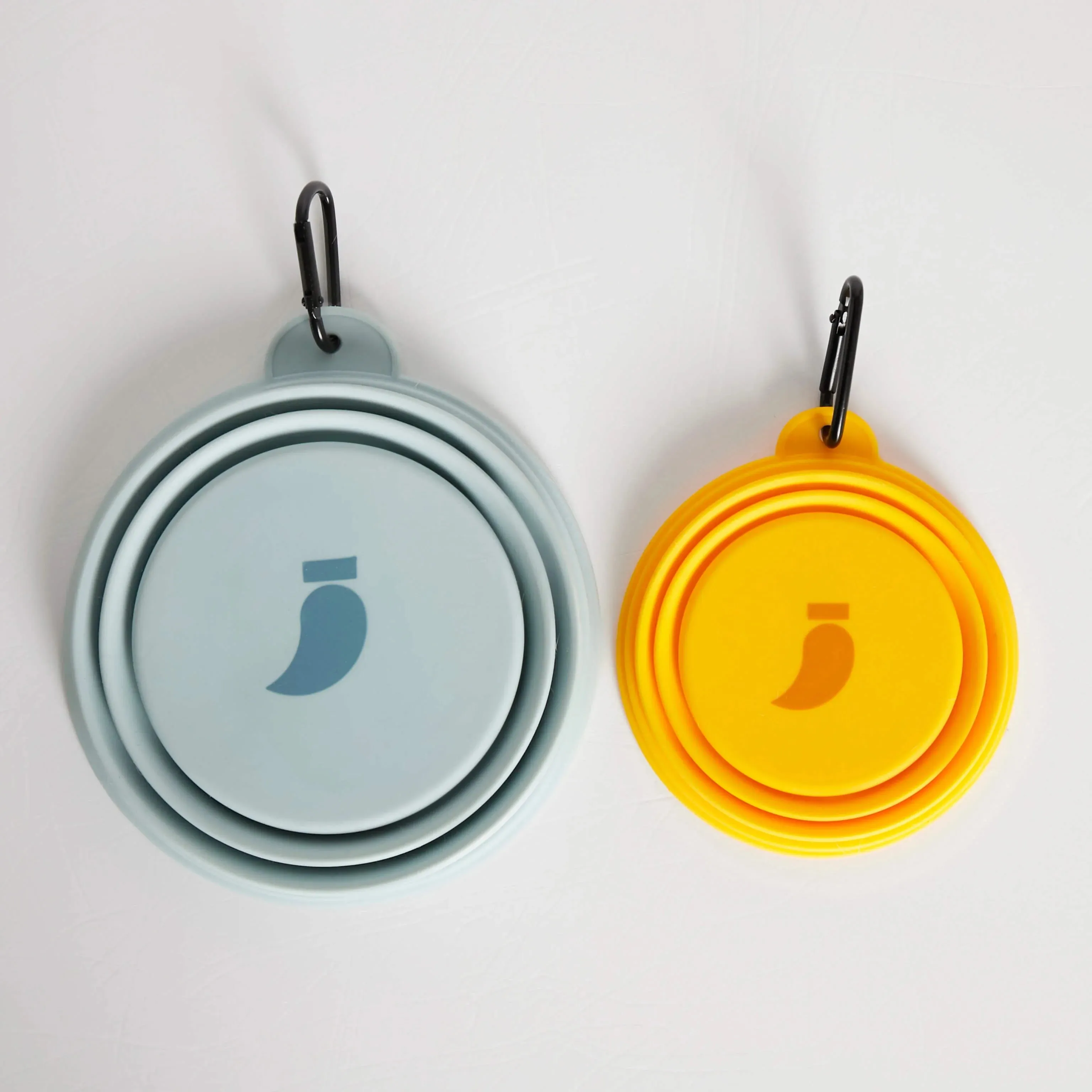 Rose blue and yellow silicone portable dog bowl pack