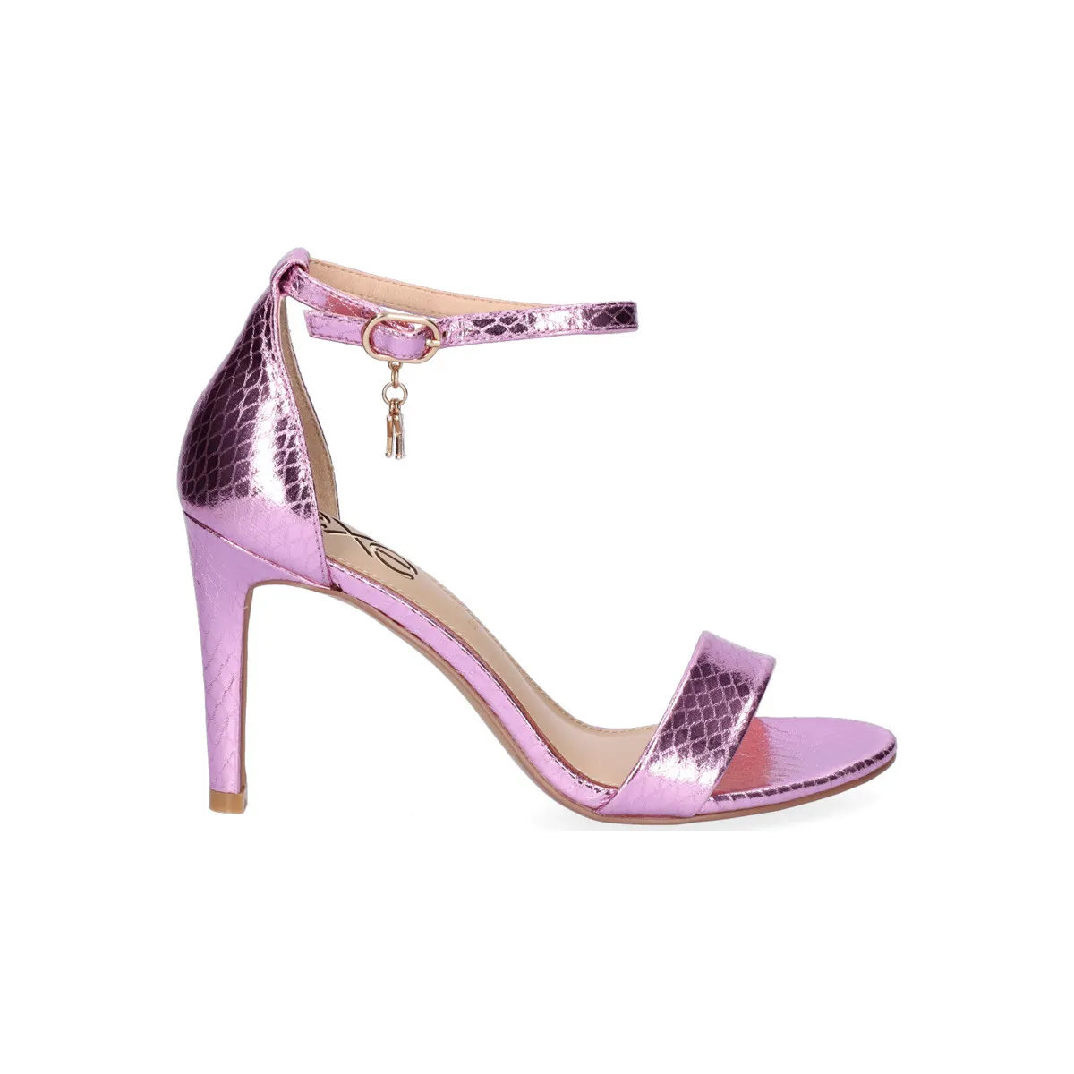 SANDALIA TACÓN REBECA931 METALIC FUXIA