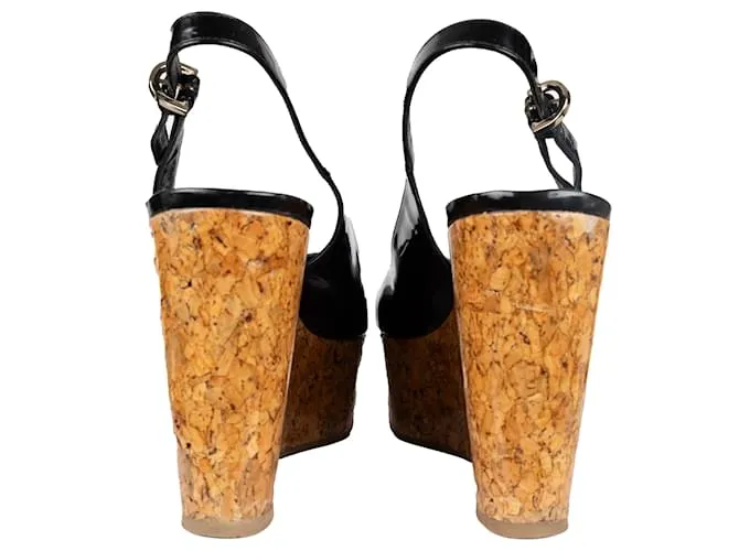 Sandalias con cuña y plataforma Sergio Rossi Negro 