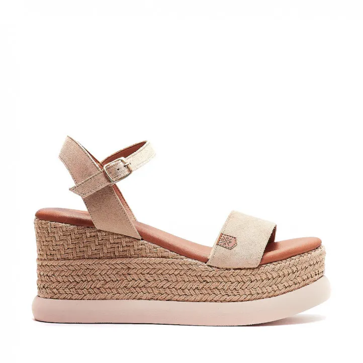 Sandalias cuña Popa rocha de ante color beig
