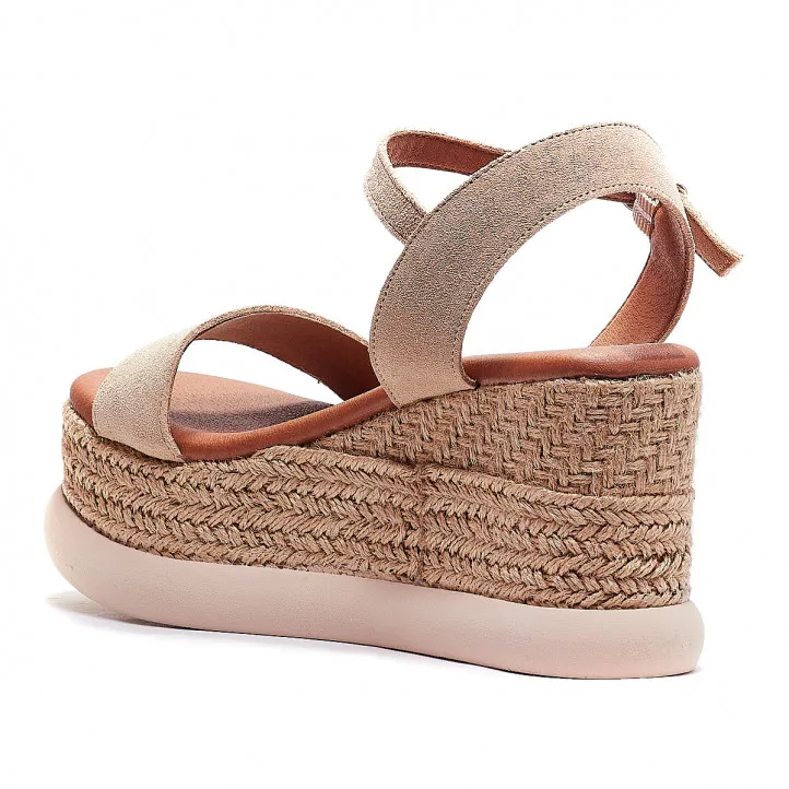 Sandalias cuña Popa rocha de ante color beig