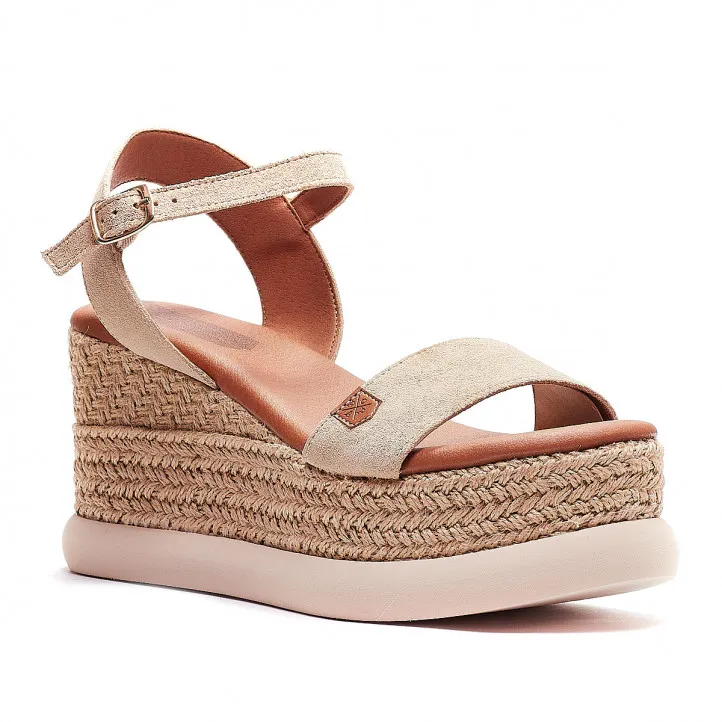 Sandalias cuña Popa rocha de ante color beig