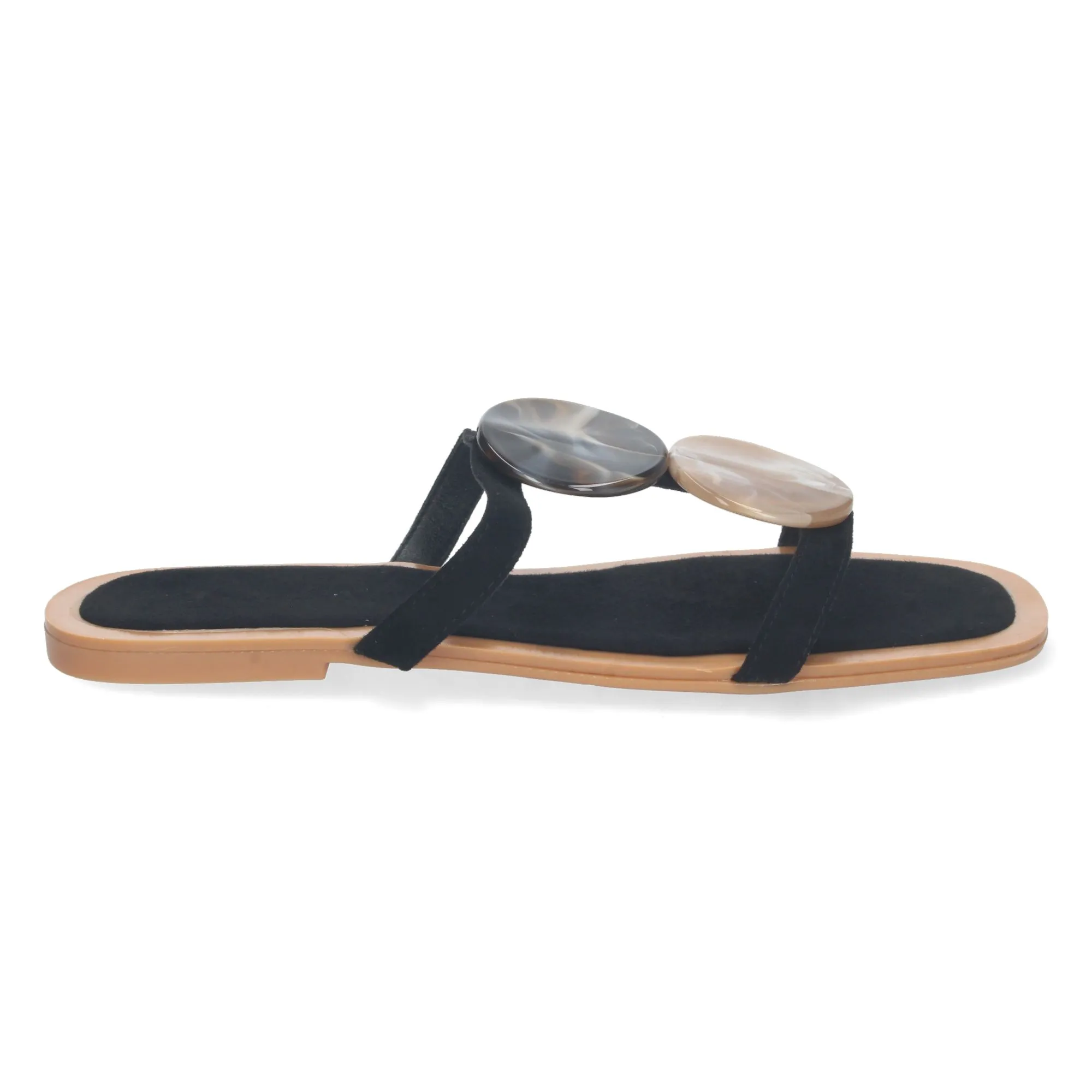 SANDALIAS PLANAS CóMODAS CON ABALORIOS COLOR NEGRO MUJER BP2320