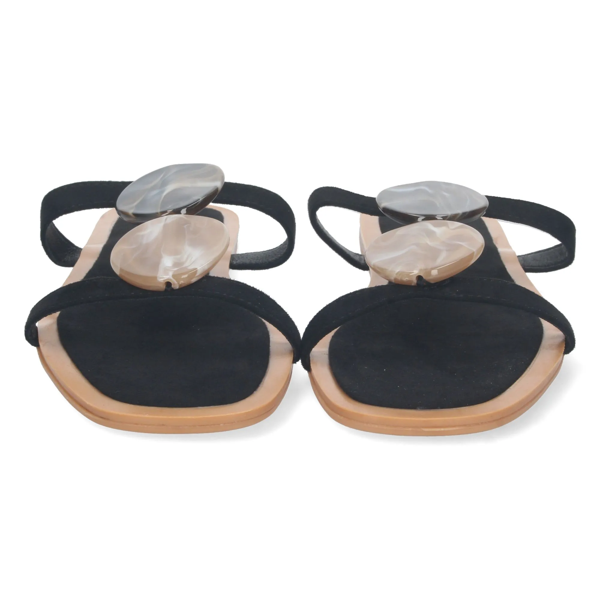 SANDALIAS PLANAS CóMODAS CON ABALORIOS COLOR NEGRO MUJER BP2320