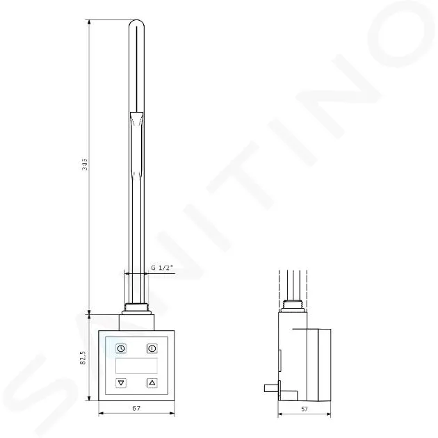 SAPHO KTX  VARILLA CALEFACTORA CON TERMOSTATO, 400 W, NEGRO MATE KTXB400