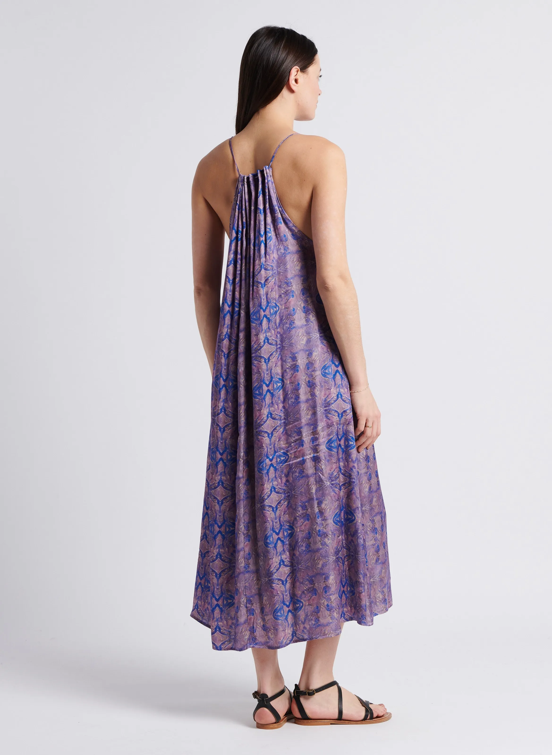 SEE U SOON Vestido largo vaporoso estampado en violeta