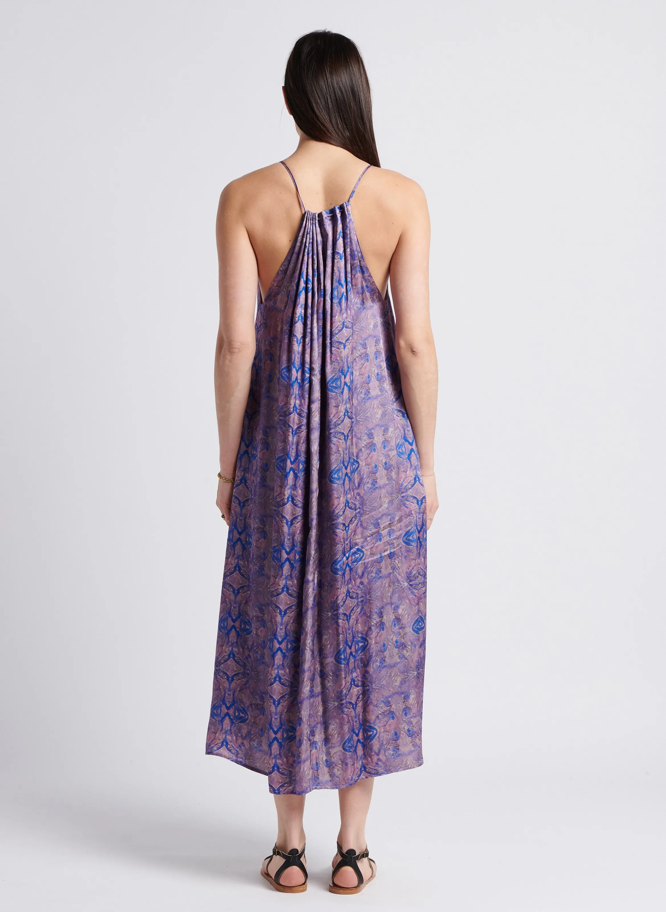 SEE U SOON Vestido largo vaporoso estampado en violeta