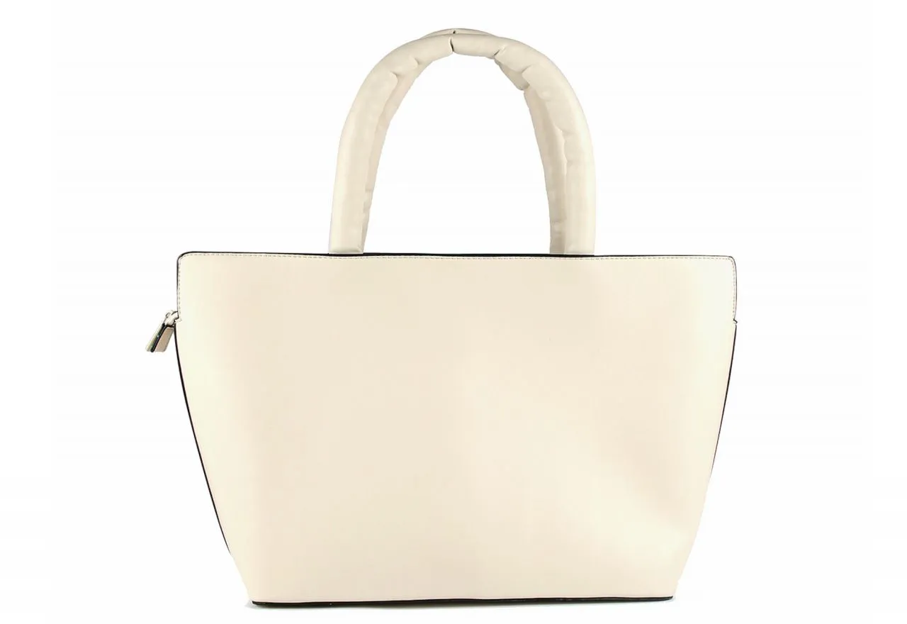 Shopper Acolchado Beige Cuadros Logo Grabado
