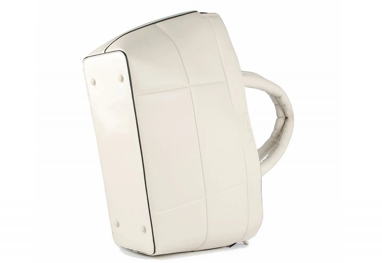 Shopper Acolchado Beige Cuadros Logo Grabado