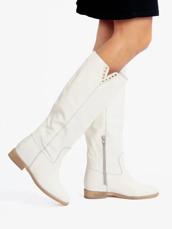 Solada Botas de mujer de piel con tachuelas