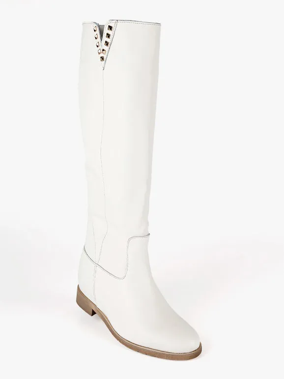 Solada Botas de mujer de piel con tachuelas