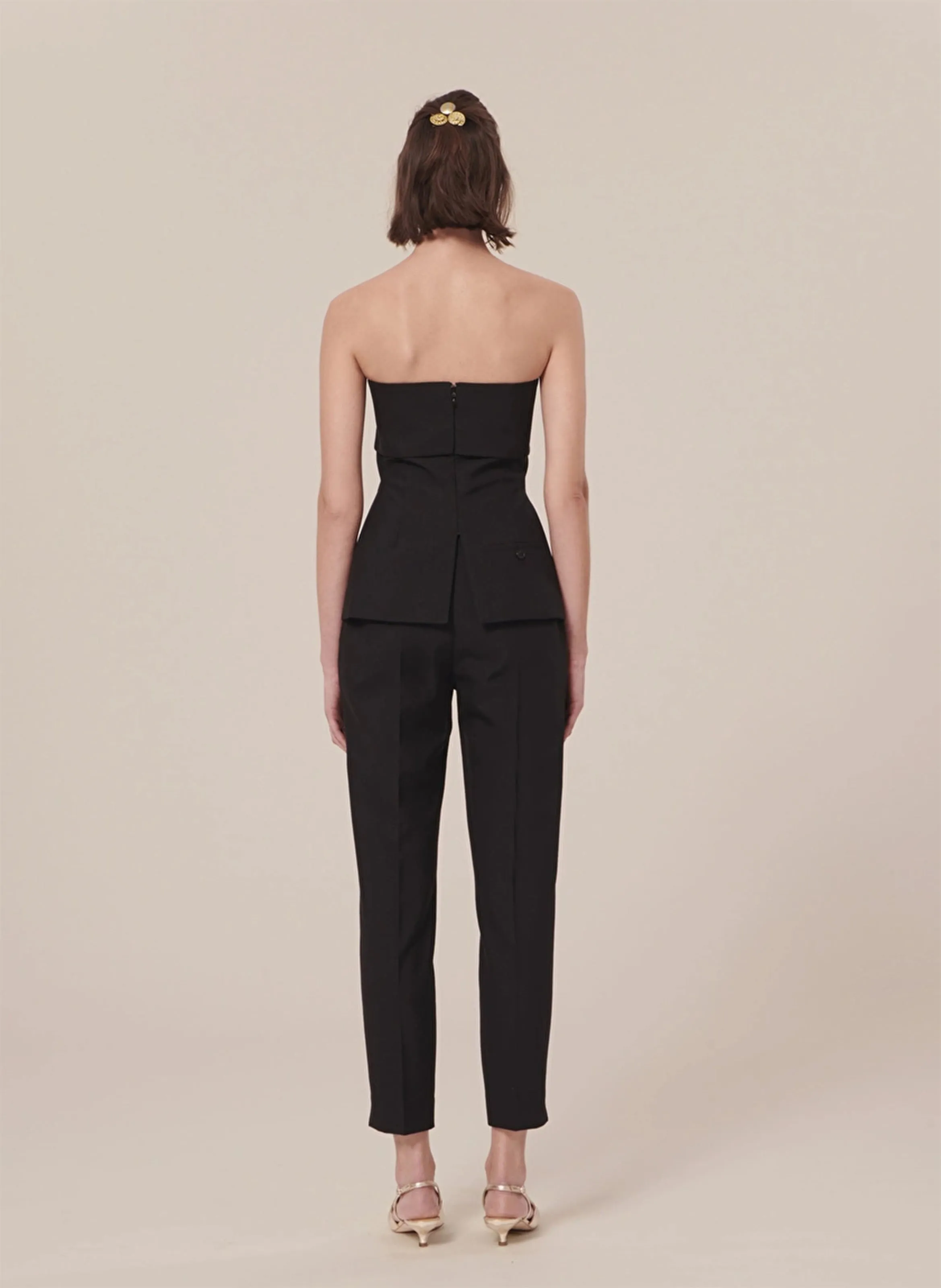 TARA JARMON TONNIE  BUSTIER AJUSTADO DE MEZCLA DE LANA EN NEGRO