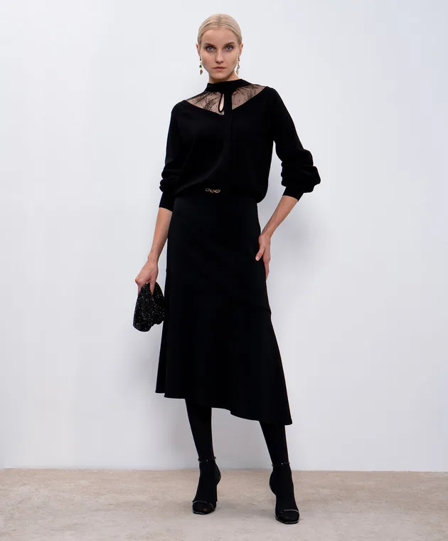 Twinset Black skirt of asymmetric cut with a frill