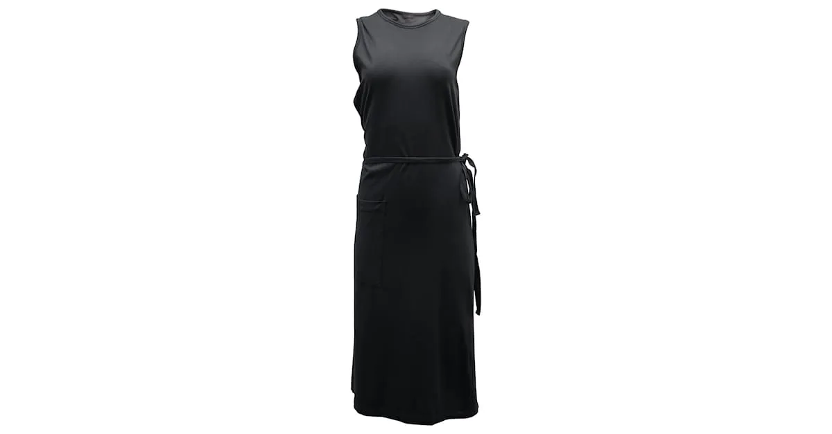 VESTIDO A MEDIDA CON CINTURÓN JOSEPH DE ALGODÓN GRIS OSCURO 