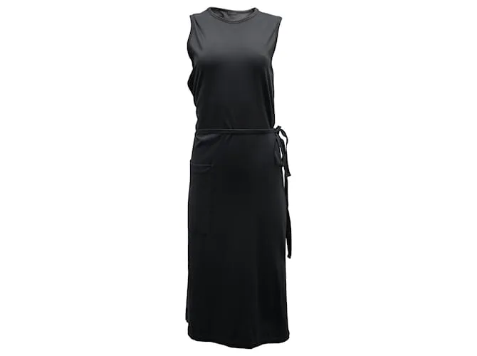 VESTIDO A MEDIDA CON CINTURÓN JOSEPH DE ALGODÓN GRIS OSCURO 