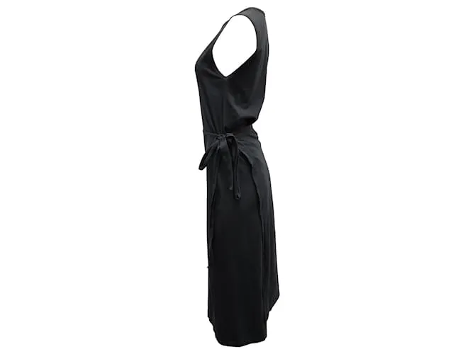 VESTIDO A MEDIDA CON CINTURÓN JOSEPH DE ALGODÓN GRIS OSCURO 