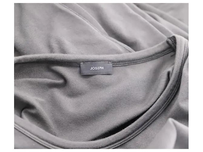 VESTIDO A MEDIDA CON CINTURÓN JOSEPH DE ALGODÓN GRIS OSCURO 