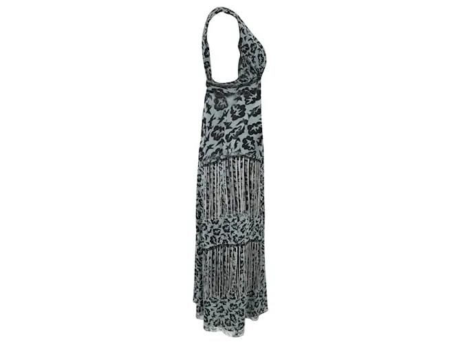 Vestido largo sin mangas estampado Anna Sui en poliéster azul 