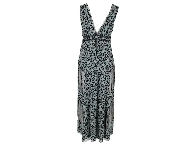 Vestido largo sin mangas estampado Anna Sui en poliéster azul 