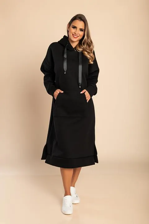 Vestido midi de algodón, 18662, negro