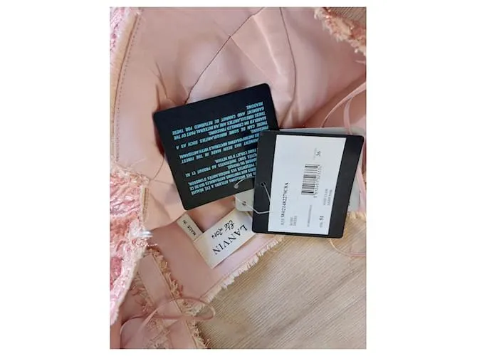 Vestido midi de jacquard metálico desgastado de la colección P/E 2014 de Lanvin Rosa 