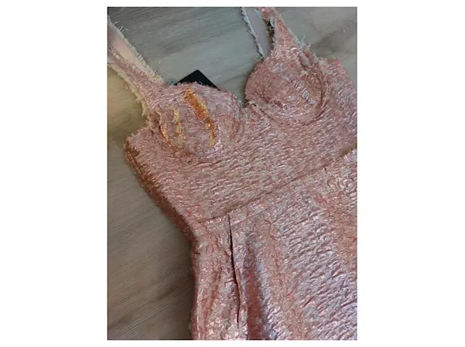 Vestido midi de jacquard metálico desgastado de la colección P/E 2014 de Lanvin Rosa 