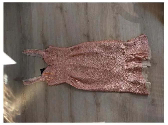 Vestido midi de jacquard metálico desgastado de la colección P/E 2014 de Lanvin Rosa 