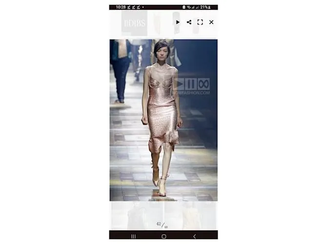 Vestido midi de jacquard metálico desgastado de la colección P/E 2014 de Lanvin Rosa 