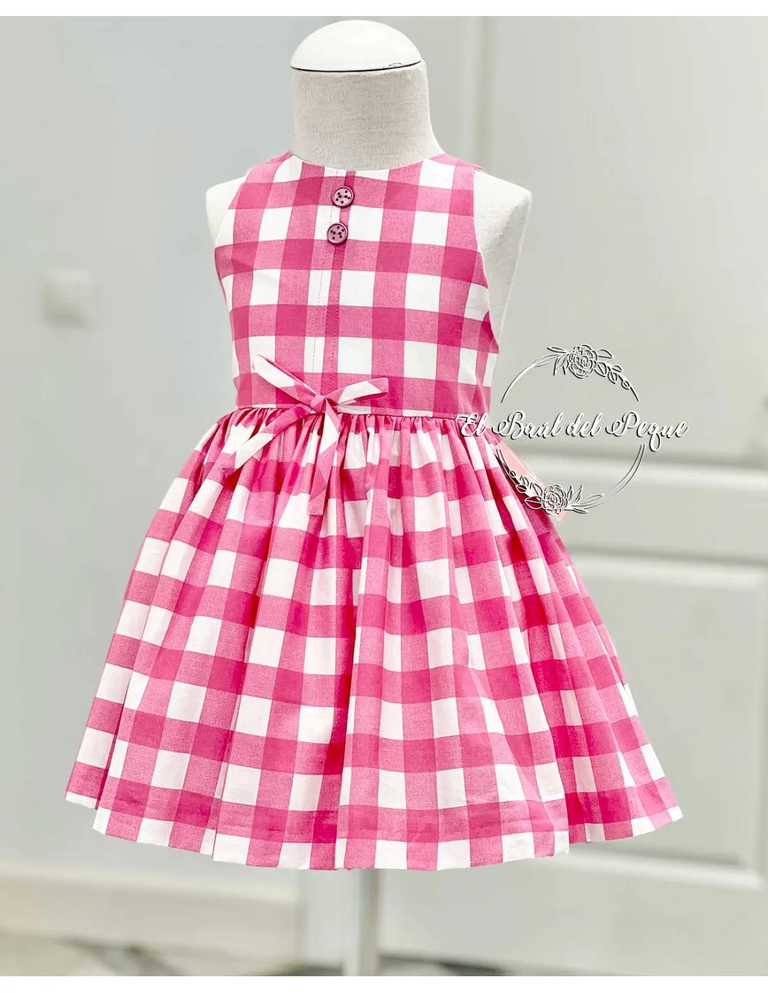 Vestido Niña Fresa Cuadros Yoedu Familia Marina