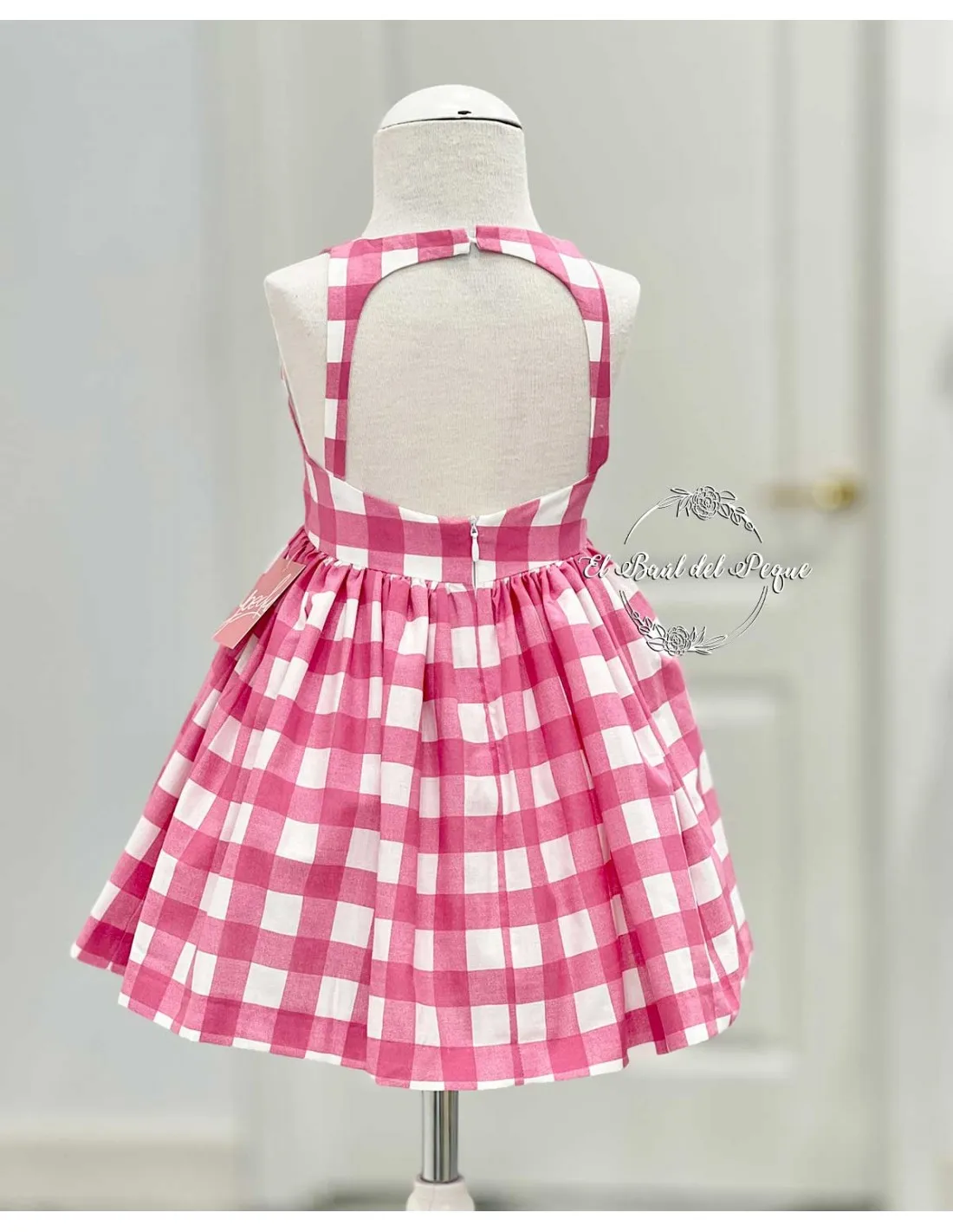 Vestido Niña Fresa Cuadros Yoedu Familia Marina