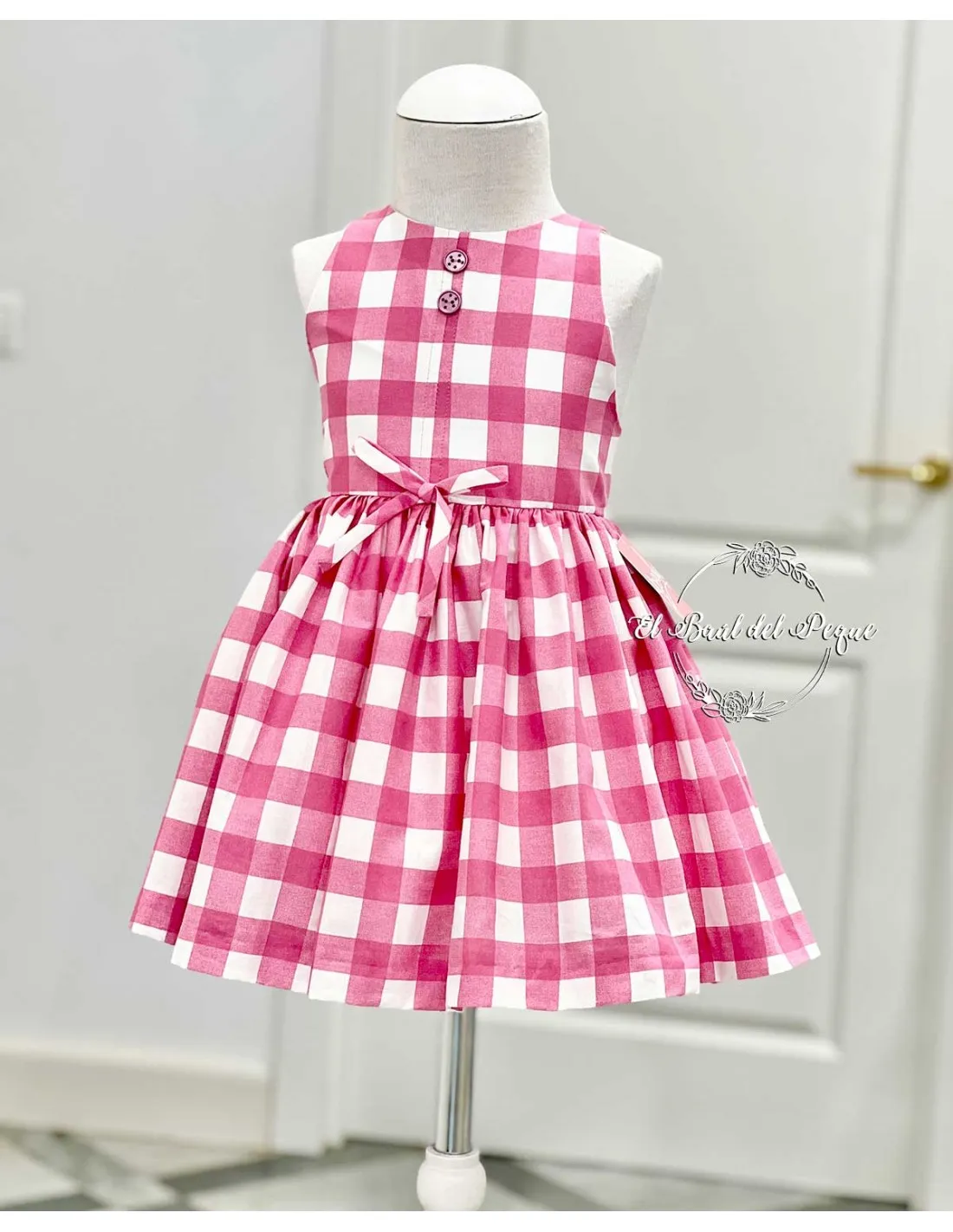 Vestido Niña Fresa Cuadros Yoedu Familia Marina